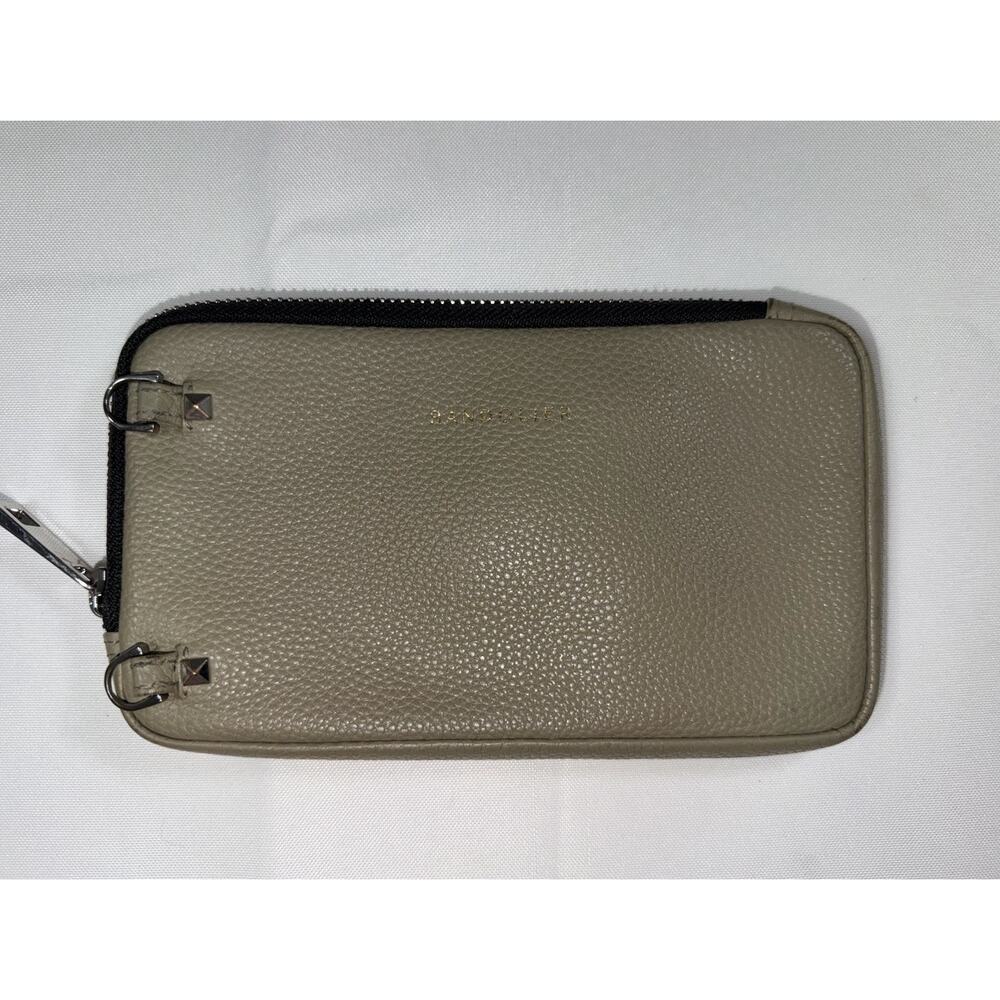Bandolier Expanded Zip Pouch Pebbled Leather in Taupe With Silver (no strap)